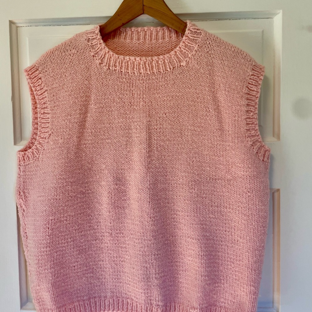 Pastel Pink Crew Neck Sleeveless Sweater